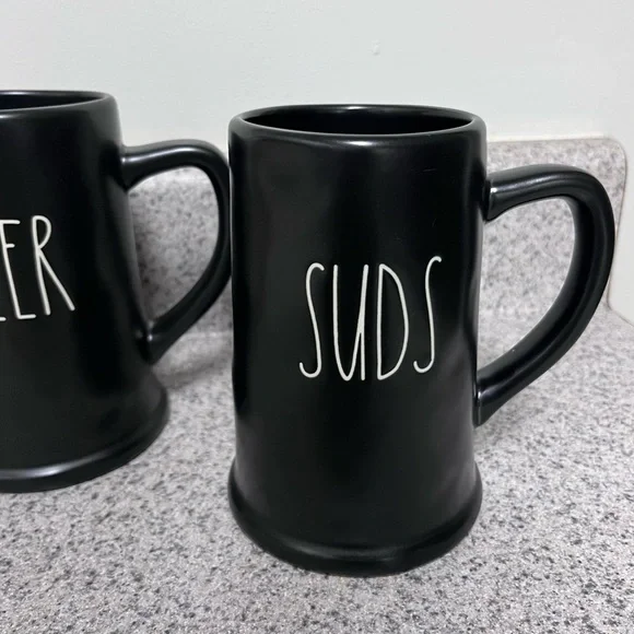 Rae Dunn Black and White Beer Mugs Trio - Picture 4 of 16